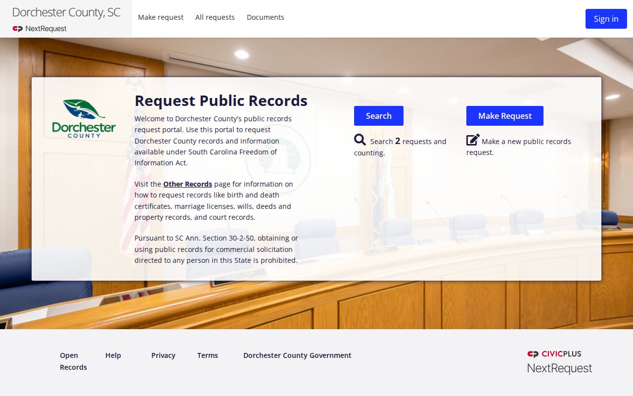 Dorchester County release record request portal